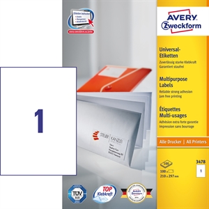 Avery ILC Universal Label 210 x 297 mm, 100 kpl.